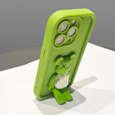 3D Bear Holder Matte Case For iPhone Soft Shockproof Stand Cover